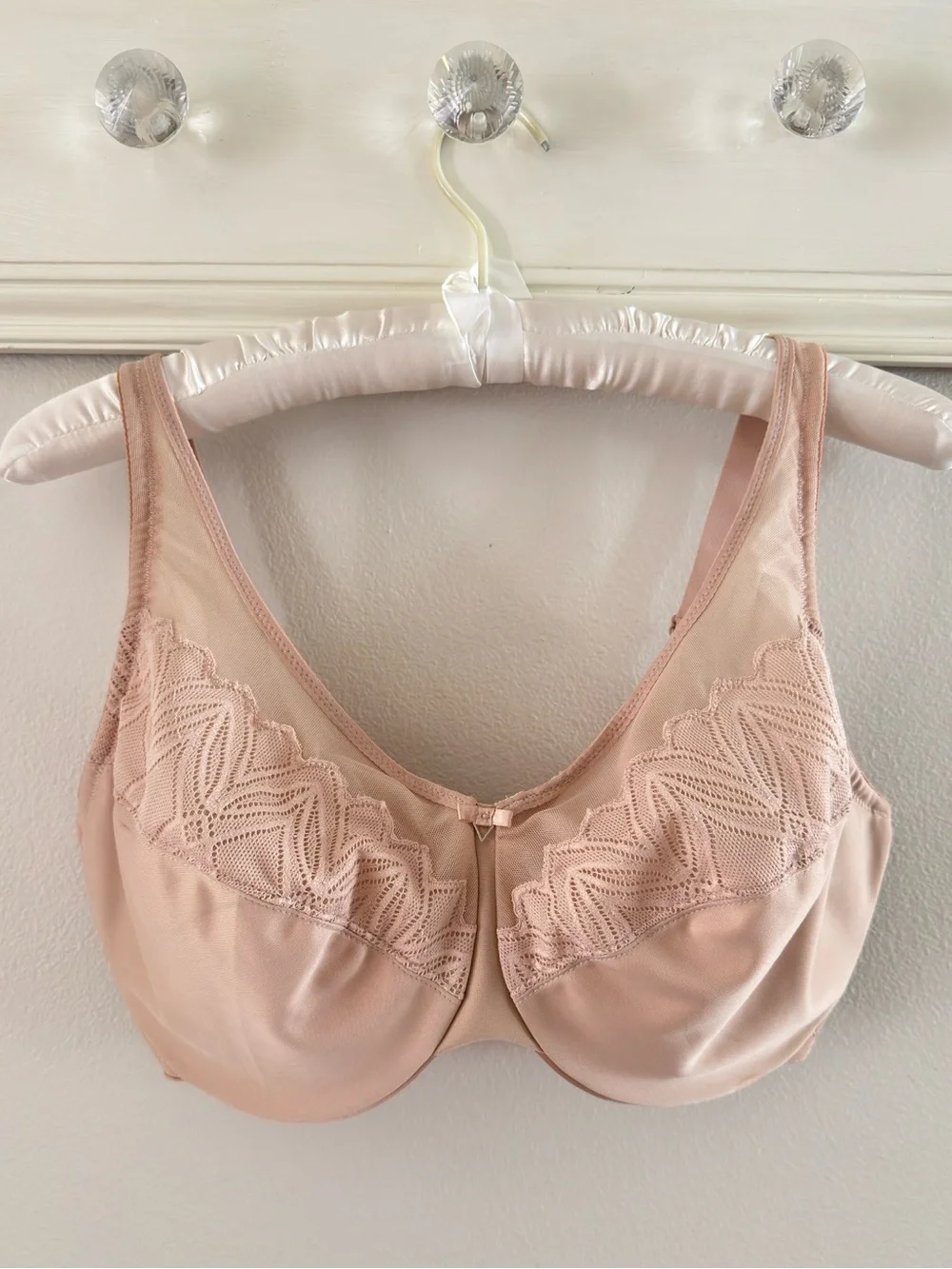 Glamorise Plus Size WonderWire Sheer Mesh Lace Minimizer Bra Nude 40G